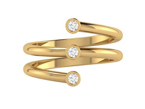 Spiral 3 Stone Diamond Ring 3D 打印模型