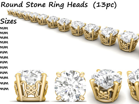 Ring Heads Type 13 -13pc Model do druku 3D