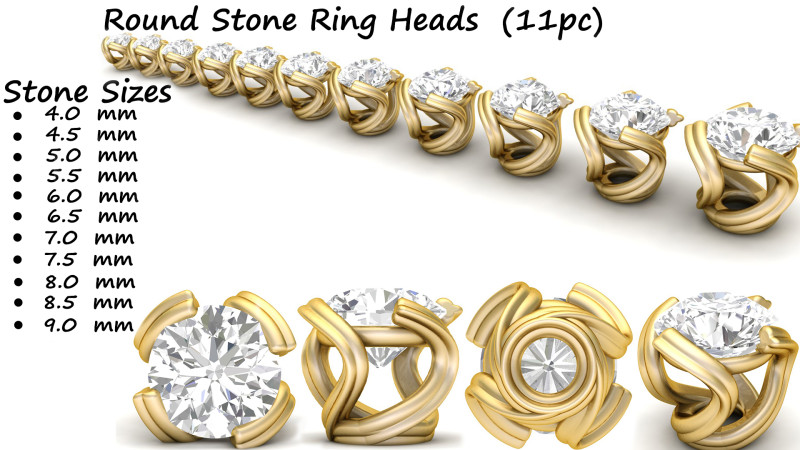 Ring Heads Type 15 -11pc Model Cetak 3D .c4d .max .obj .3ds .fbx .stl .blend