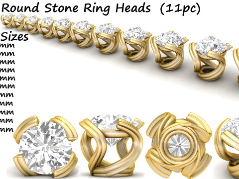 Ring Heads Type 15 -11pc 3D Print Model