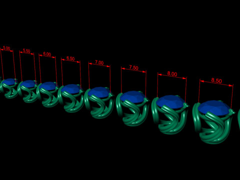 Ring Heads Type 15 -11pc Model Cetak 3D