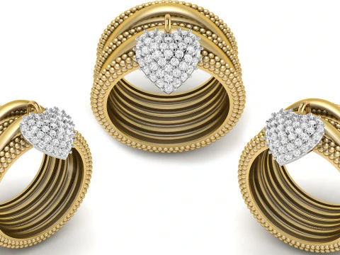 Anel de bolha de miçangas com pingente de coração Modelo de Impressão 3D