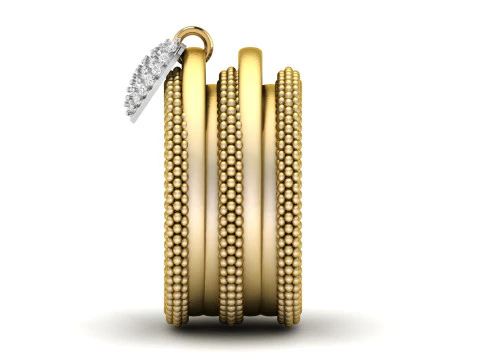 Bead Bubble Ring with Heart Charm 3D Print Model
