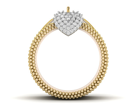 Bead Bubble Ring with Heart Charm 3D Print Model