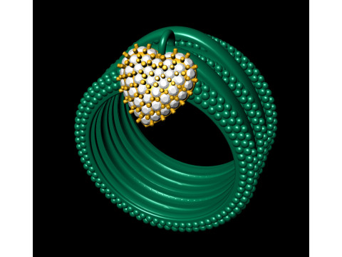 Bead Bubble Ring with Heart Charm 3D Print Model