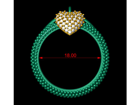 Bead Bubble Ring with Heart Charm 3D Print Model