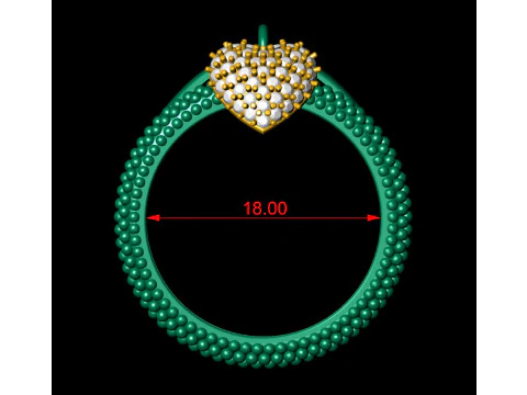 Bead Bubble Ring with Heart Charm 3D Print Model