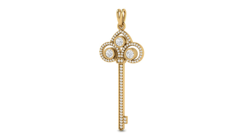 Diamond Key Pendant 3D Baskı Modeli .c4d .max .obj .3ds .fbx .stl .blend 