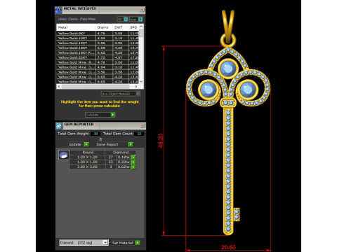 Diamond Key Pendant 3D Baskı Modeli