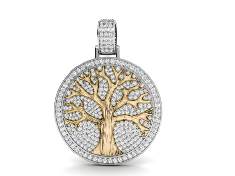 Diamond Tree Medallion Pendant 3D Print Model
