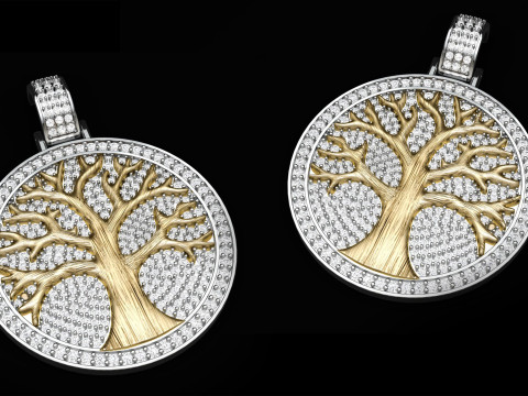 Diamond Tree Medallion Pendant 3D Print Model