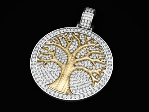 Diamond Tree Medallion Pendant 3D Print Model