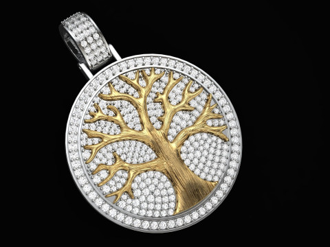 Diamond Tree Medallion Pendant 3D Print Model