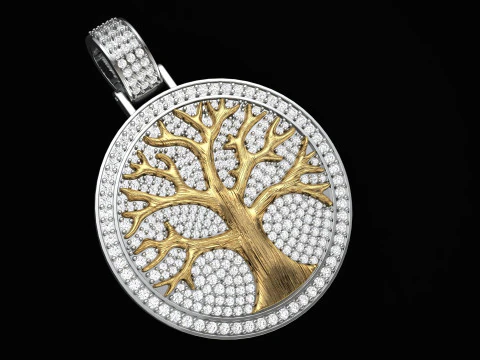 Diamond Tree Medallion Pendant 3D Print Model