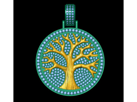 Diamond Tree Medallion Pendant 3D Print Model