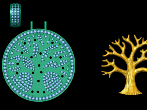 Diamond Tree Medallion Pendant 3D Print Model