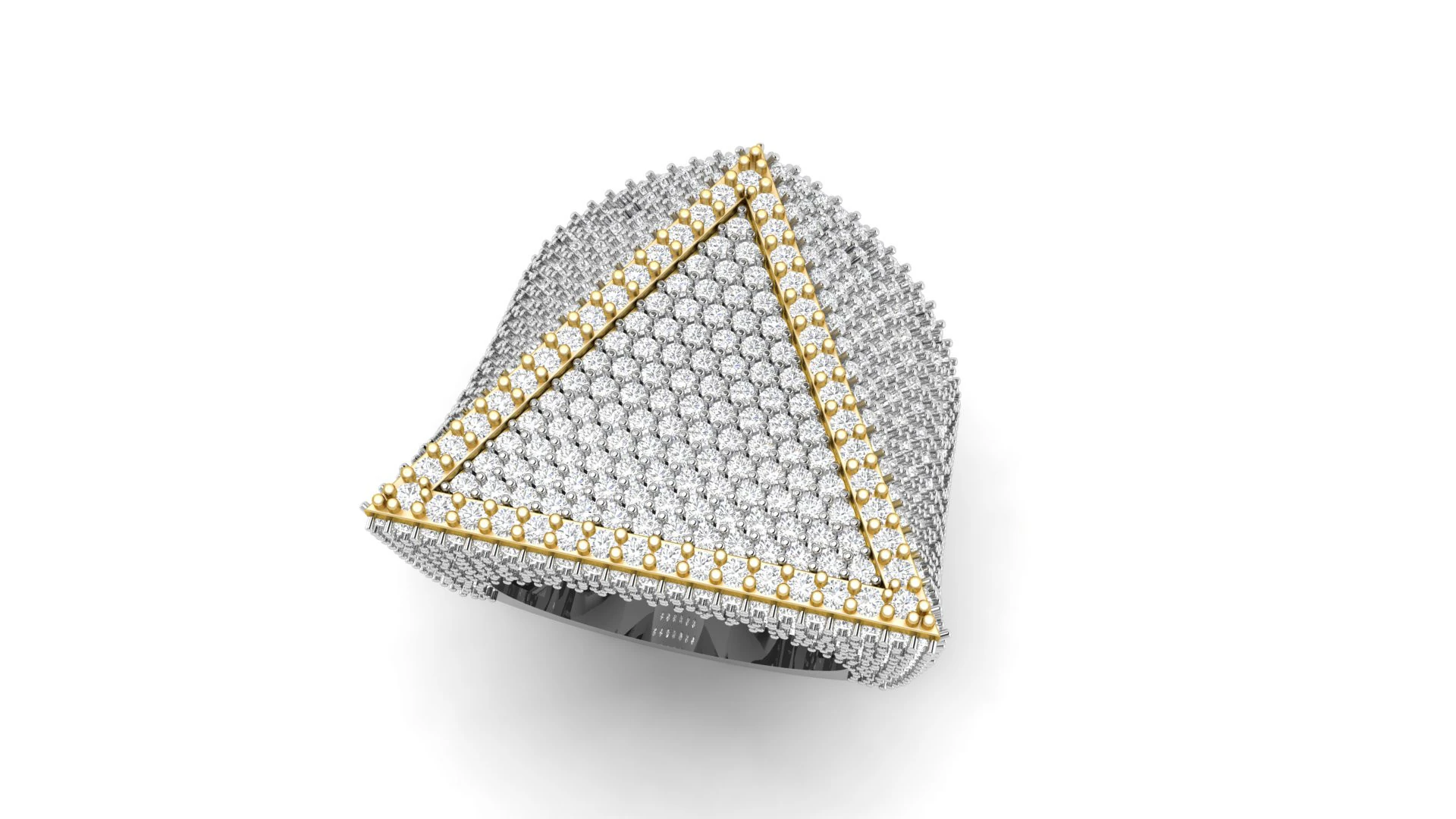 Triangular Pyramid Shape Champions Diamond Ring 02 3D Print Model .c4d .max .obj .3ds .fbx .stl .blend 
