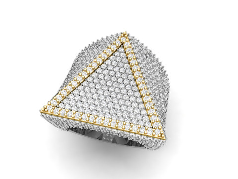 Triangular Pyramid Shape Champions Diamond Ring 02 3D 打印模型