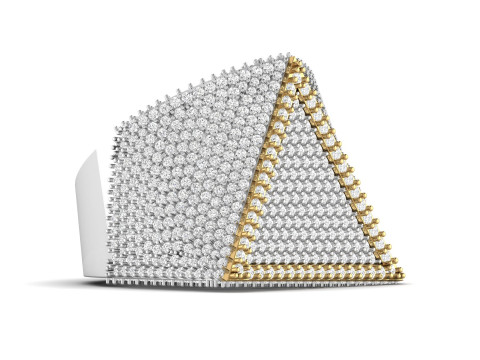 Triangular Pyramid Shape Champions Diamond Ring 02 3D Baskı Modeli