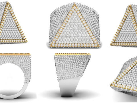 Triangular Pyramid Shape Champions Diamond Ring 02 3D Baskı Modeli