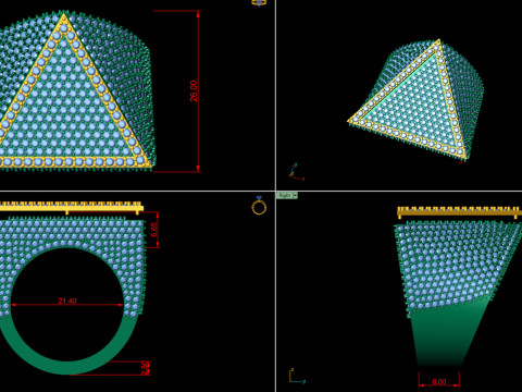 Triangular Pyramid Shape Champions Diamond Ring 02 3D Baskı Modeli