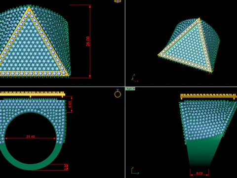 Triangular Pyramid Shape Champions Diamond Ring 02 3D Print Model