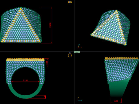 Triangular Pyramid Shape Champions Diamond Ring 02 3D Baskı Modeli