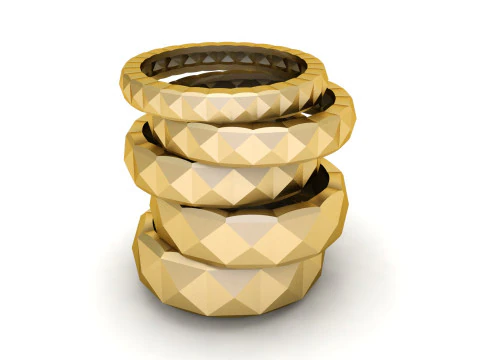 Square Pyramid Ring 5 width sizes US-7 3D Print Model