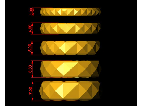 Square Pyramid Ring 5 width sizes US-7 3D Print Model