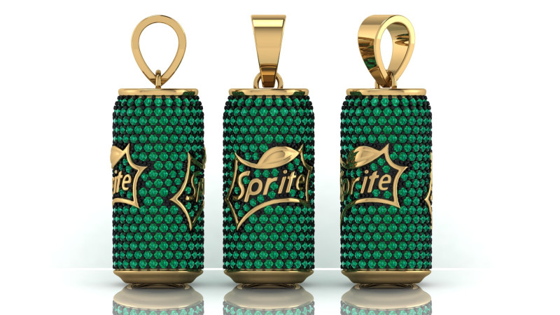 Diamond Sprite Soda Can Diamond Pendant Model Cetak 3D .c4d .max .obj .3ds .fbx .stl .blend