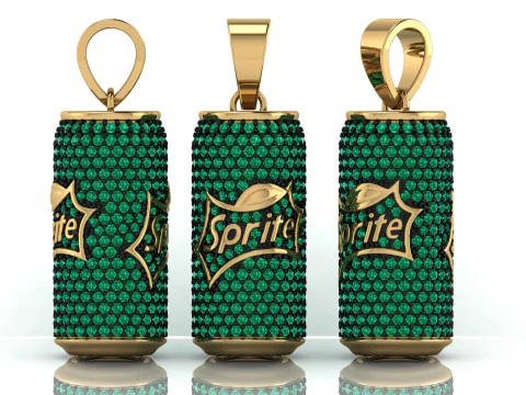 Pendentif diamant canette de soda Diamond Sprite Modèles 3D en vedette