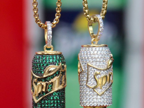 Diamond Sprite Soda Can Diamond Pendant Model Cetak 3D