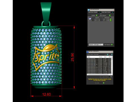 Diamond Sprite Soda Can Diamond Pendant Model Cetak 3D