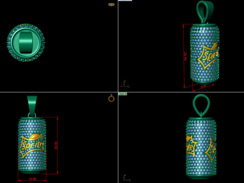 Diamond Sprite Soda Can Diamond Pendant Model Cetak 3D