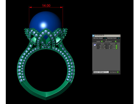 Sea Pearl Cocktail Engagement Ring 3D Принт Модель