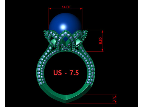 Sea Pearl Cocktail Engagement Ring 3D Принт Модель
