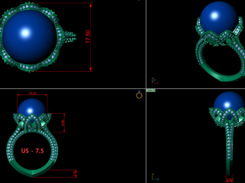 Sea Pearl Cocktail Engagement Ring 3D Принт Модель