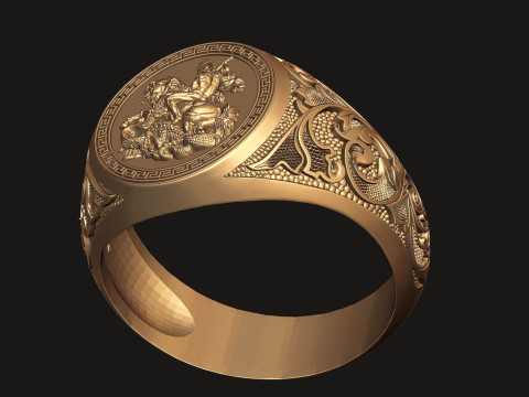 Saint George Relief Gents Signet Ring 3D 프린트 모델