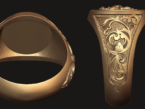 Saint George Relief Gents Signet Ring 3D 프린트 모델