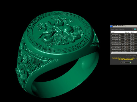 Saint George Relief Gents Signet Ring 3D 프린트 모델