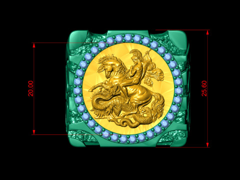 Saint George Gold Nugget RING Model Cetak 3D