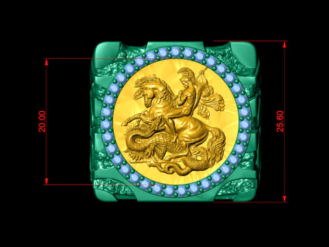 Saint George Gold Nugget RING 3D Print Model