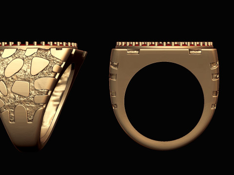 Saint George Gold Nugget RING Model Cetak 3D