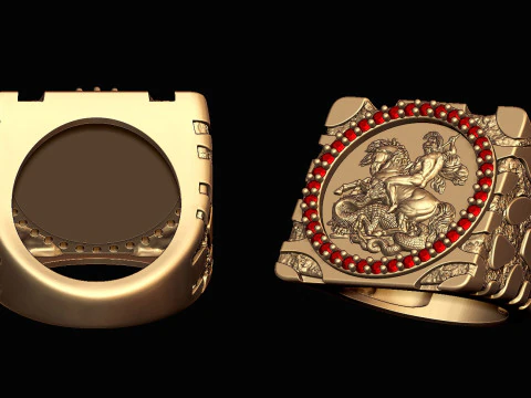 Saint George Gold Nugget RING 3D Print Model