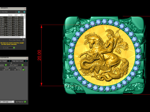 Saint George Gold Nugget RING Model Cetak 3D