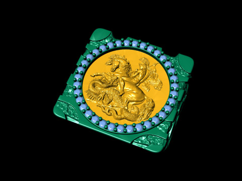 Saint George Gold Nugget RING Model Cetak 3D