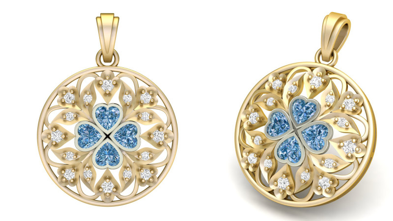 Filigree Round Pendant Model do druku 3D .c4d .max .obj .3ds .fbx .stl .blend 