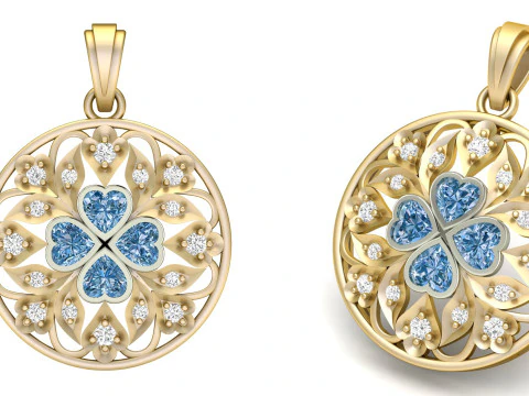 Filigree Round Pendant 3D Print Model