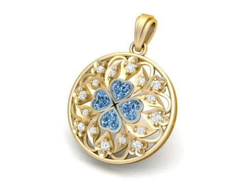 Filigree Round Pendant 3D Print Model
