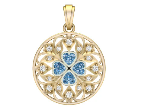 Filigree Round Pendant 3D Print Model